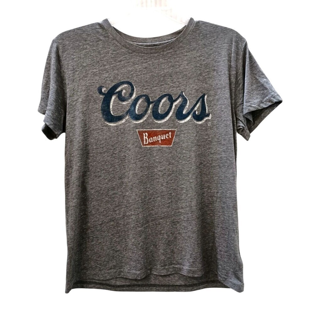 Lucky Brand T-shirt Womens Large Coors Banquet Graphic Short Sleeves Gray
